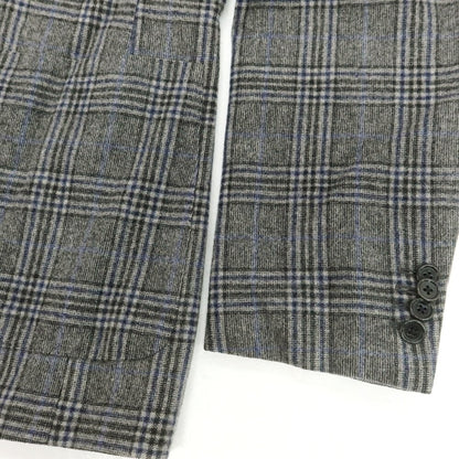 【中古】カルーゾ CARUSO ウール チェック ダブル テーラードジャケット グレーxネイビー【 50 】【 状態ランクC 】【 メンズ 】