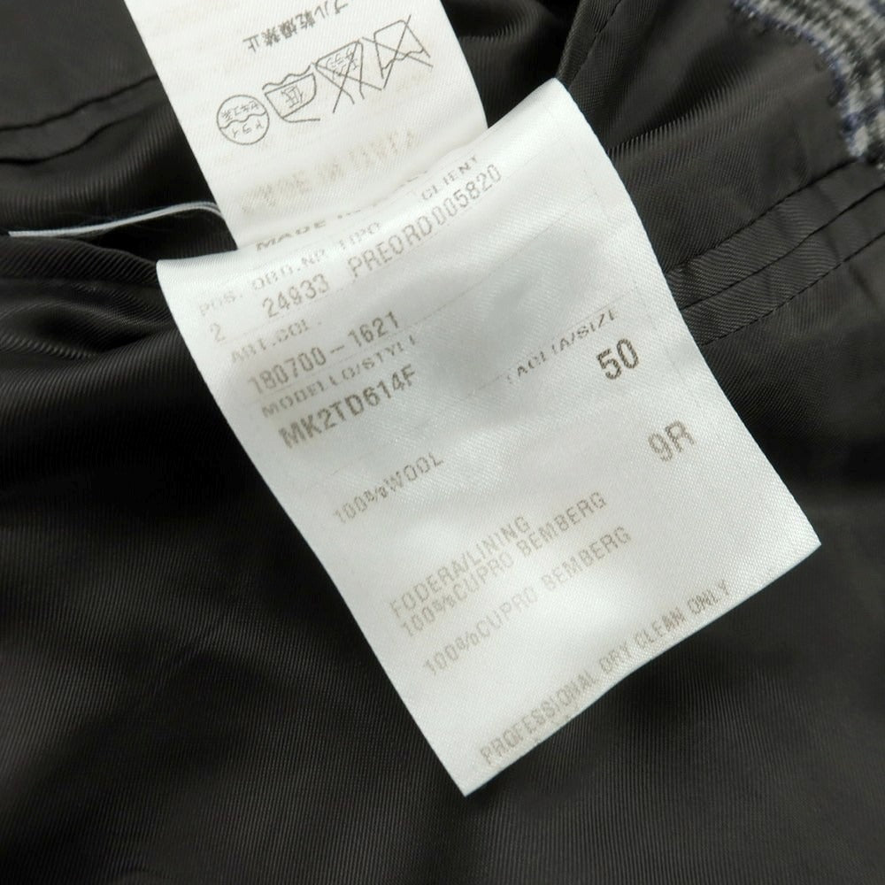 【中古】カルーゾ CARUSO ウール チェック ダブル テーラードジャケット グレーxネイビー【 50 】【 状態ランクC 】【 メンズ 】