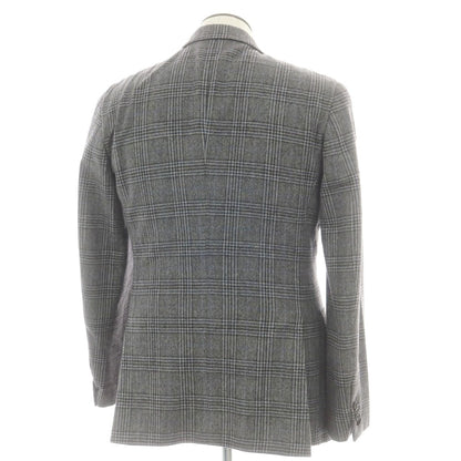 【中古】カルーゾ CARUSO ウール チェック ダブル テーラードジャケット グレーxネイビー【 50 】【 状態ランクC 】【 メンズ 】