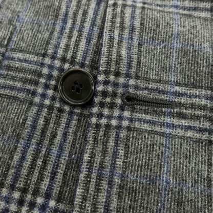 【中古】カルーゾ CARUSO ウール チェック ダブル テーラードジャケット グレーxネイビー【 50 】【 状態ランクC 】【 メンズ 】