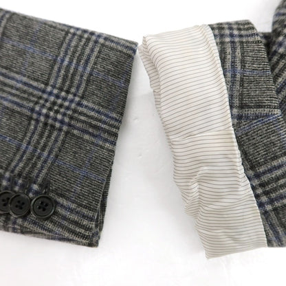 【中古】カルーゾ CARUSO ウール チェック ダブル テーラードジャケット グレーxネイビー【 50 】【 状態ランクC 】【 メンズ 】