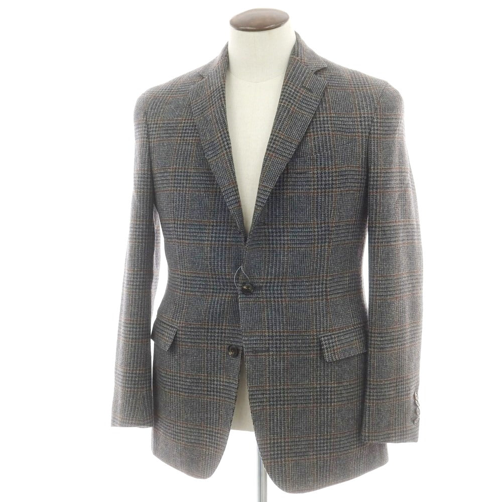 【中古】ボリオリ BOGLIOLI ウール チェック テーラードジャケット グレーxブラウン【 50 】【 状態ランクB 】【 メンズ 】
