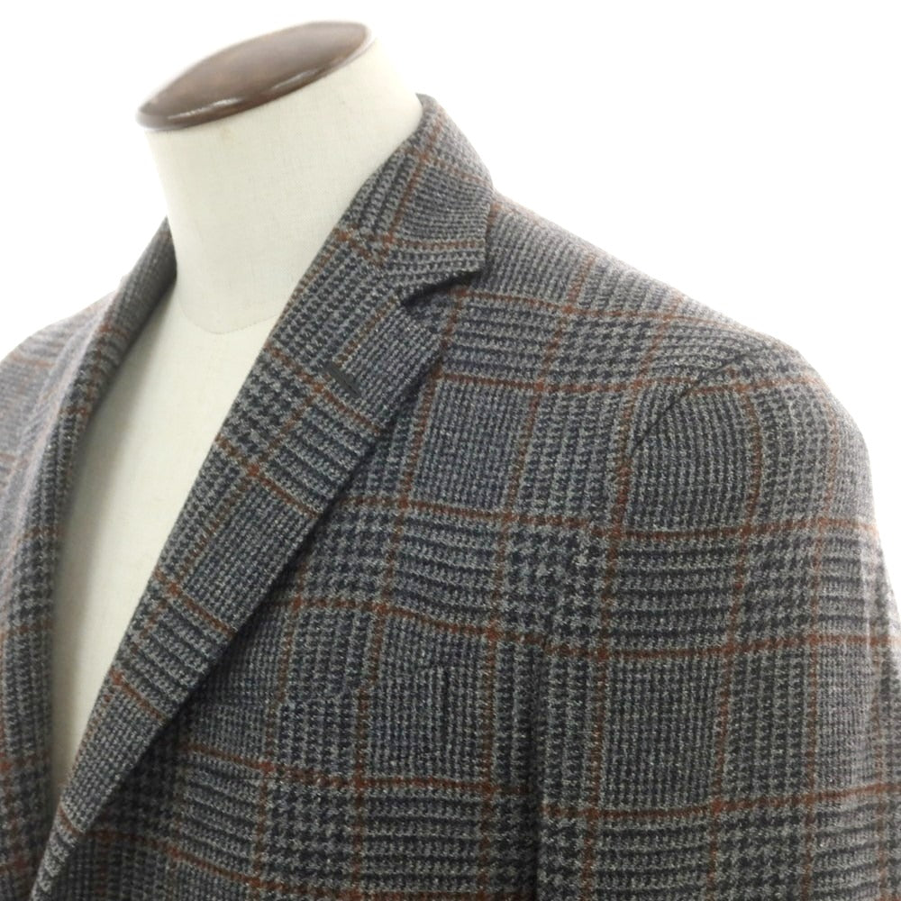 【中古】ボリオリ BOGLIOLI ウール チェック テーラードジャケット グレーxブラウン【 50 】【 状態ランクB 】【 メンズ 】