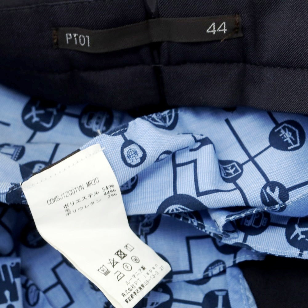 【中古】ピーティーゼロウーノ PT01 SMOOTH FIT ストレッチポリエステルウール ドレススラックスパンツ ネイビー【 44 】【 状態ランクB 】【 メンズ 】