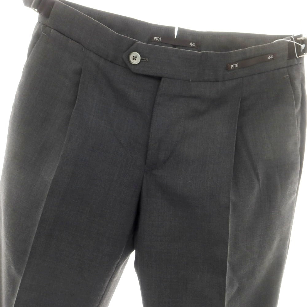 【中古】ピーティーゼロウーノ PT01 SMOOTH FIT ストレッチポリエステルウール ドレススラックスパンツ ダークグレー【 44 】【 状態ランクB 】【 メンズ 】