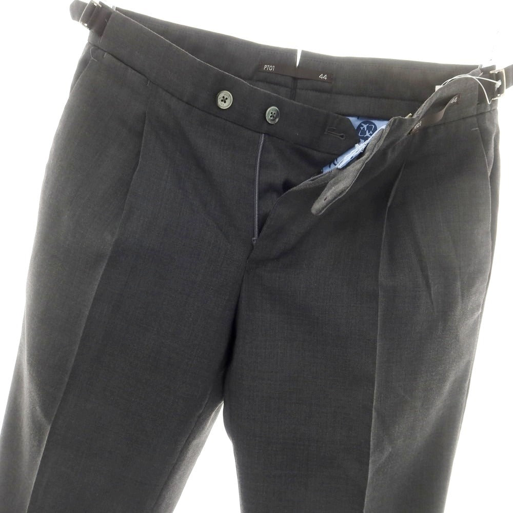 【中古】ピーティーゼロウーノ PT01 SMOOTH FIT ストレッチポリエステルウール ドレススラックスパンツ ダークグレー【 44 】【 状態ランクB 】【 メンズ 】