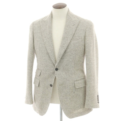 【中古】ビシット ユニバーサルランゲージ Bishitto UNIVERSAL LANGUAGE ツイードウール テーラードジャケット ベージュ【 50 】【 状態ランクB 】【 メンズ 】