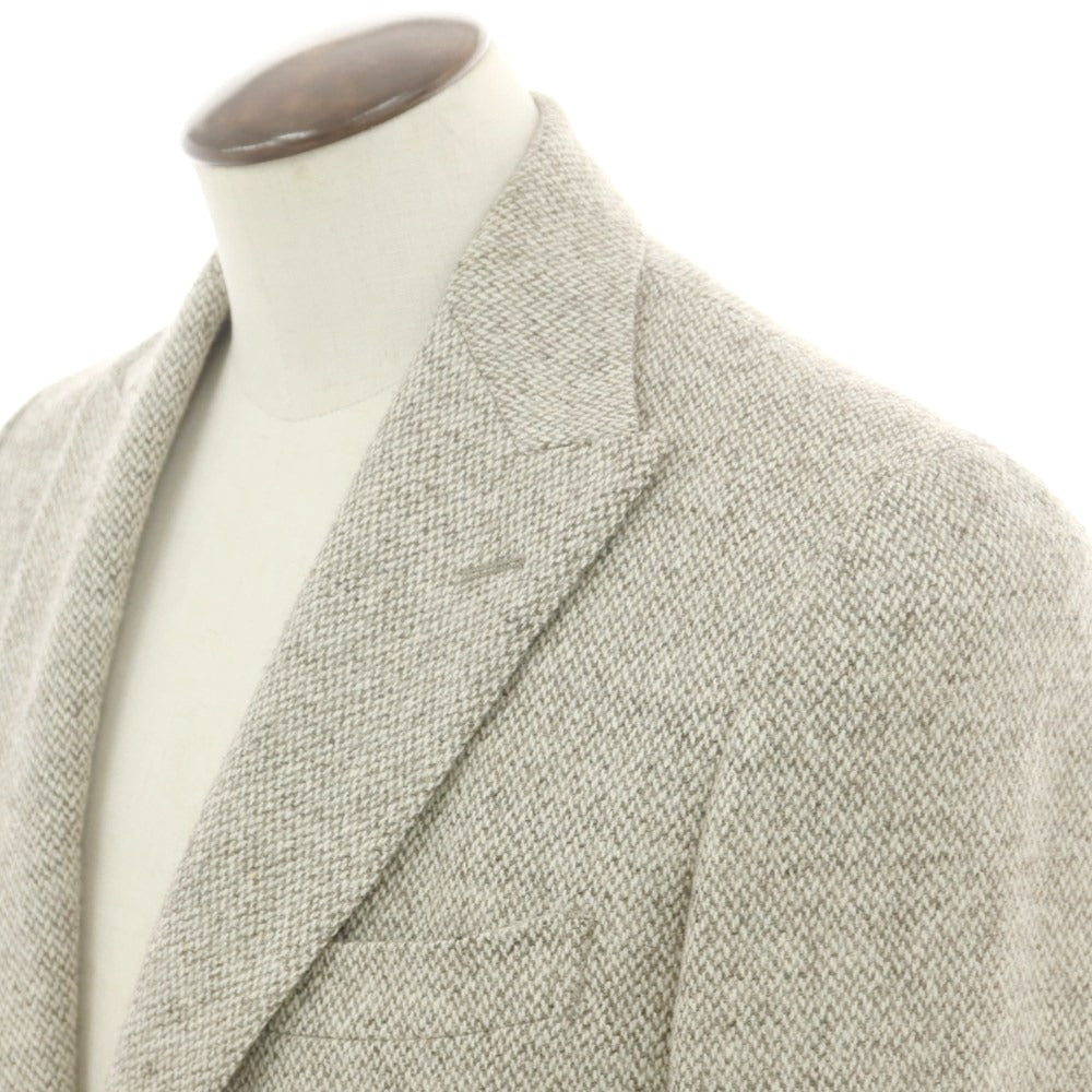 【中古】ビシット ユニバーサルランゲージ Bishitto UNIVERSAL LANGUAGE ツイードウール テーラードジャケット ベージュ【 50 】【 状態ランクB 】【 メンズ 】