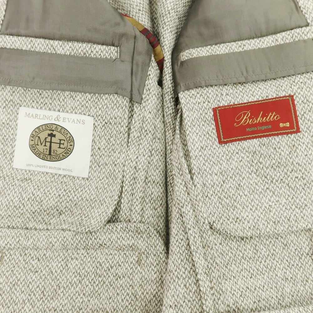 【中古】ビシット ユニバーサルランゲージ Bishitto UNIVERSAL LANGUAGE ツイードウール テーラードジャケット ベージュ【 50 】【 状態ランクB 】【 メンズ 】