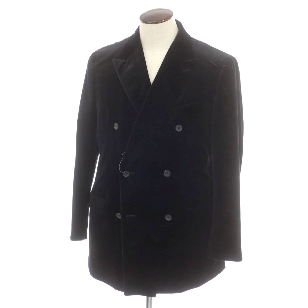 【中古】キャプテンサンシャイン KAPTAIN SUNSHINE ×CARUSO ベロア ダブル6B テーラードジャケット ブラック【 50 】【 状態ランクB 】【 メンズ 】