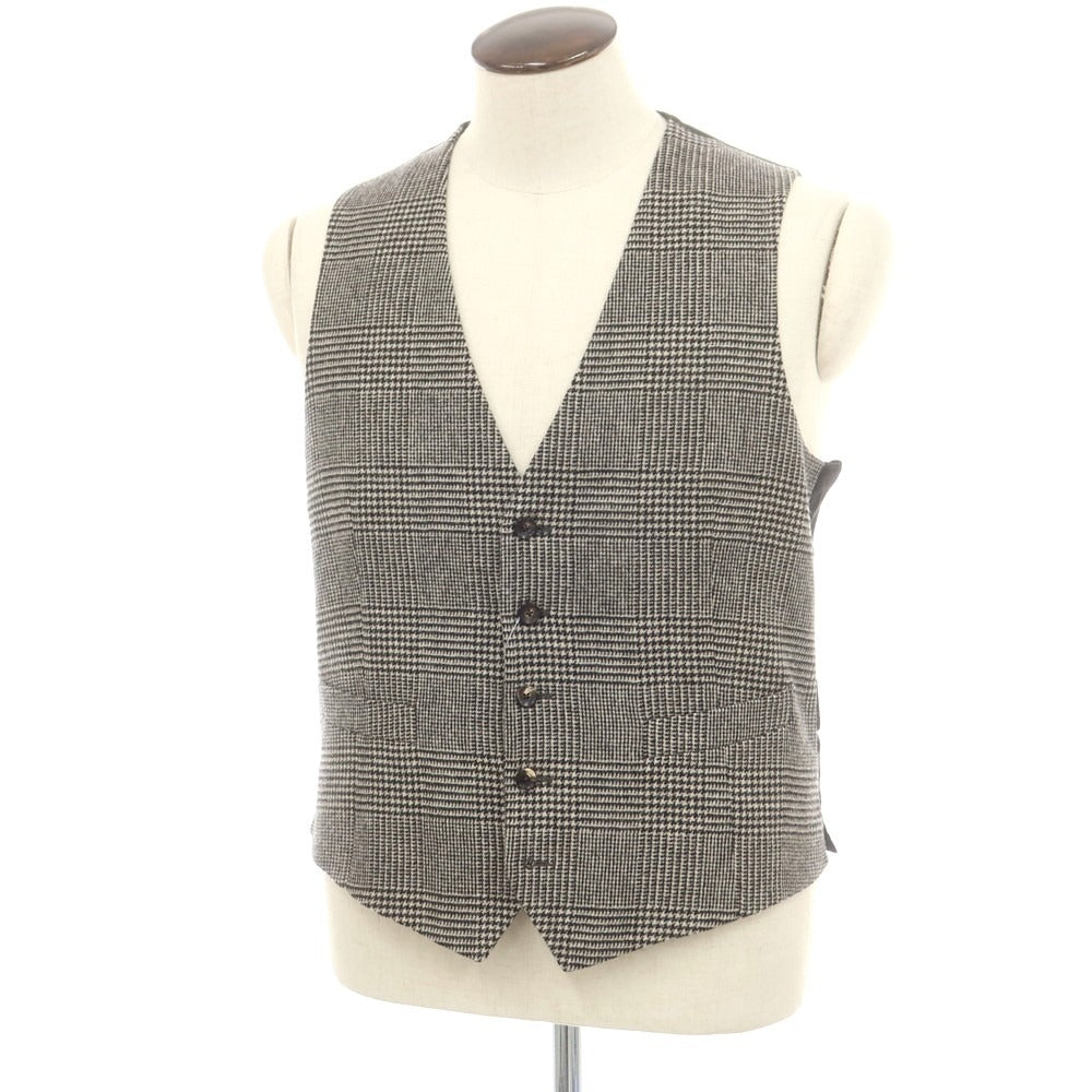 【中古】ラルディーニ LARDINI ウール チェック ドレス系ジレ ベスト ブラックxアイボリー【 50 】【 状態ランクB 】【 メンズ 】