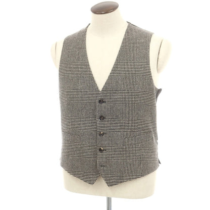 【中古】ラルディーニ LARDINI ウール チェック ドレス系ジレ ベスト ブラックxアイボリー【 50 】【 状態ランクB 】【 メンズ 】
