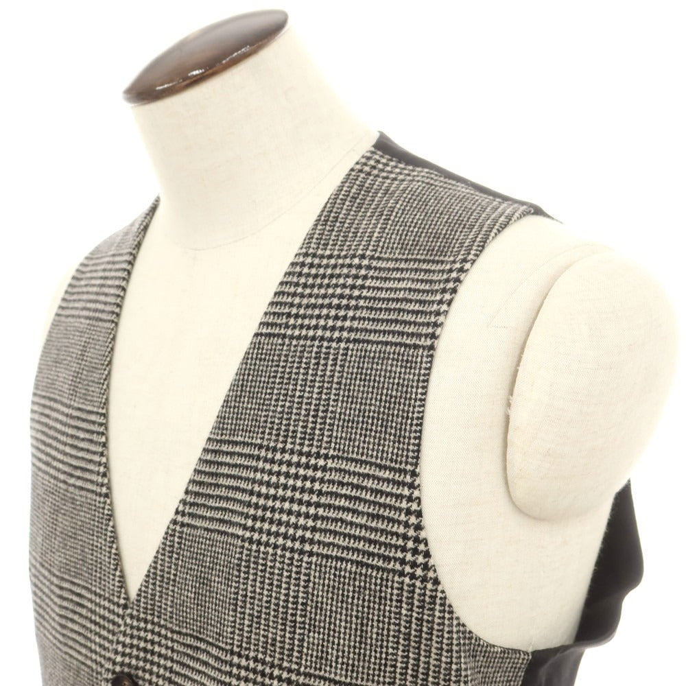 【中古】ラルディーニ LARDINI ウール チェック ドレス系ジレ ベスト ブラックxアイボリー【 50 】【 状態ランクB 】【 メンズ 】