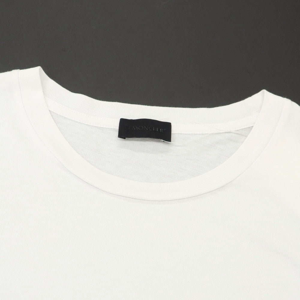 【中古】モンクレール MONCLER コットン クルーネック 半袖Ｔシャツ ホワイトxブラック【 L 】【 状態ランクB 】【 メンズ 】