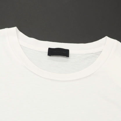 【中古】モンクレール MONCLER コットン クルーネック 半袖Ｔシャツ ホワイトxブラック【 L 】【 状態ランクB 】【 メンズ 】