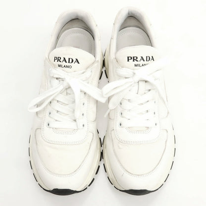 【中古】プラダ PRADA レザー ナイロン スニーカー ホワイト【 8 】【 状態ランクC 】【 メンズ 】