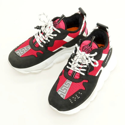 【中古】ヴェルサーチ VERSACE ヌバック ナイロン スニーカー ブラックxピンク【 42 】【 状態ランクC 】【 メンズ 】