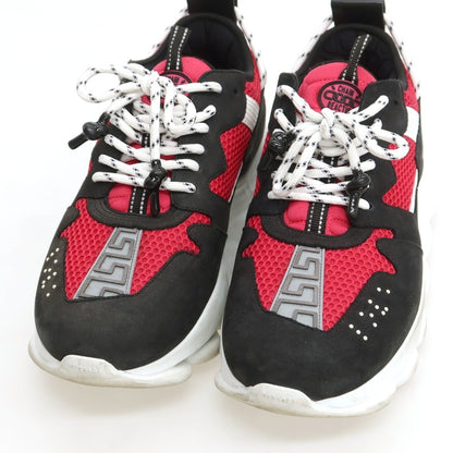 【中古】ヴェルサーチ VERSACE ヌバック ナイロン スニーカー ブラックxピンク【 42 】【 状態ランクC 】【 メンズ 】