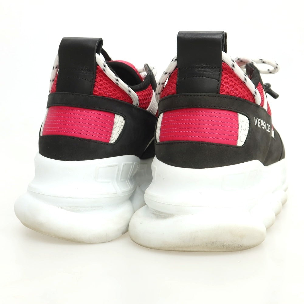 【中古】ヴェルサーチ VERSACE ヌバック ナイロン スニーカー ブラックxピンク【 42 】【 状態ランクC 】【 メンズ 】