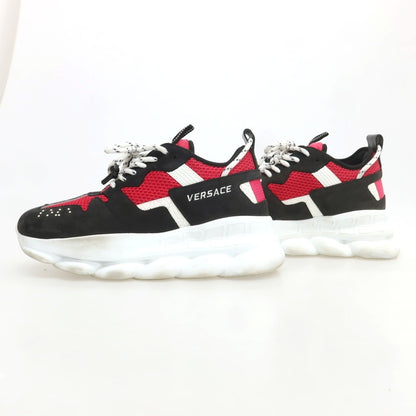 【中古】ヴェルサーチ VERSACE ヌバック ナイロン スニーカー ブラックxピンク【 42 】【 状態ランクC 】【 メンズ 】