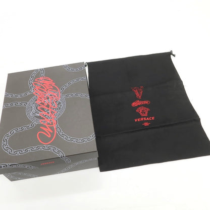 【中古】ヴェルサーチ VERSACE ヌバック ナイロン スニーカー ブラックxピンク【 42 】【 状態ランクC 】【 メンズ 】
