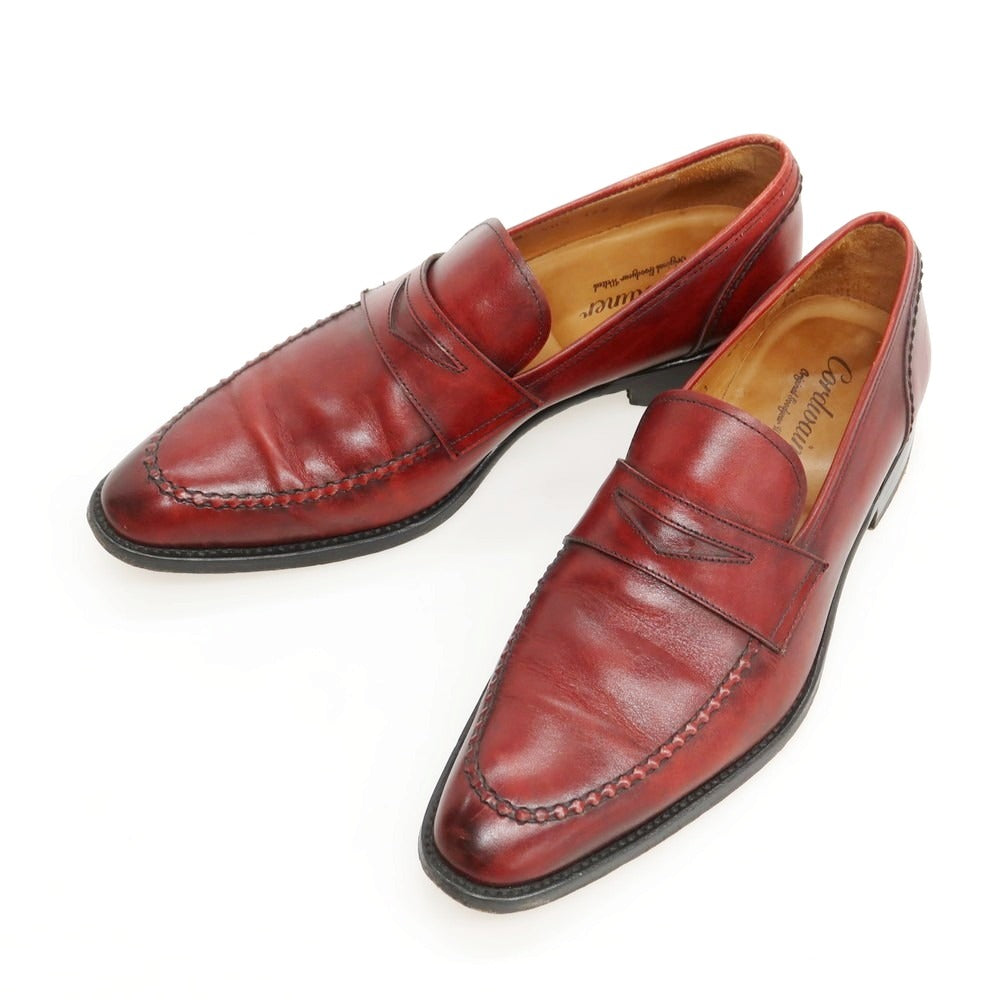 【中古】コードウェイナー Cordwainer Uチップ コインローファー ダークレッド【 40 1/2 】【 状態ランクC 】【 メンズ 】[DPD]