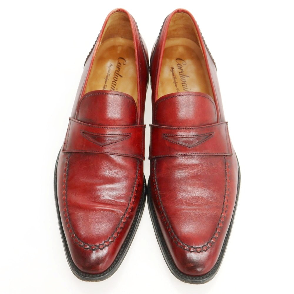 【中古】コードウェイナー Cordwainer Uチップ コインローファー ダークレッド【 40 1/2 】【 状態ランクC 】【 メンズ 】[DPD]