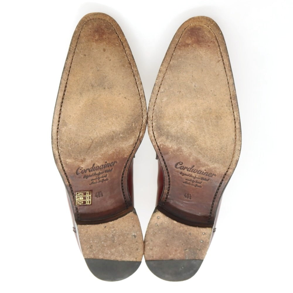 【中古】コードウェイナー Cordwainer Uチップ コインローファー ダークレッド【 40 1/2 】【 状態ランクC 】【 メンズ 】