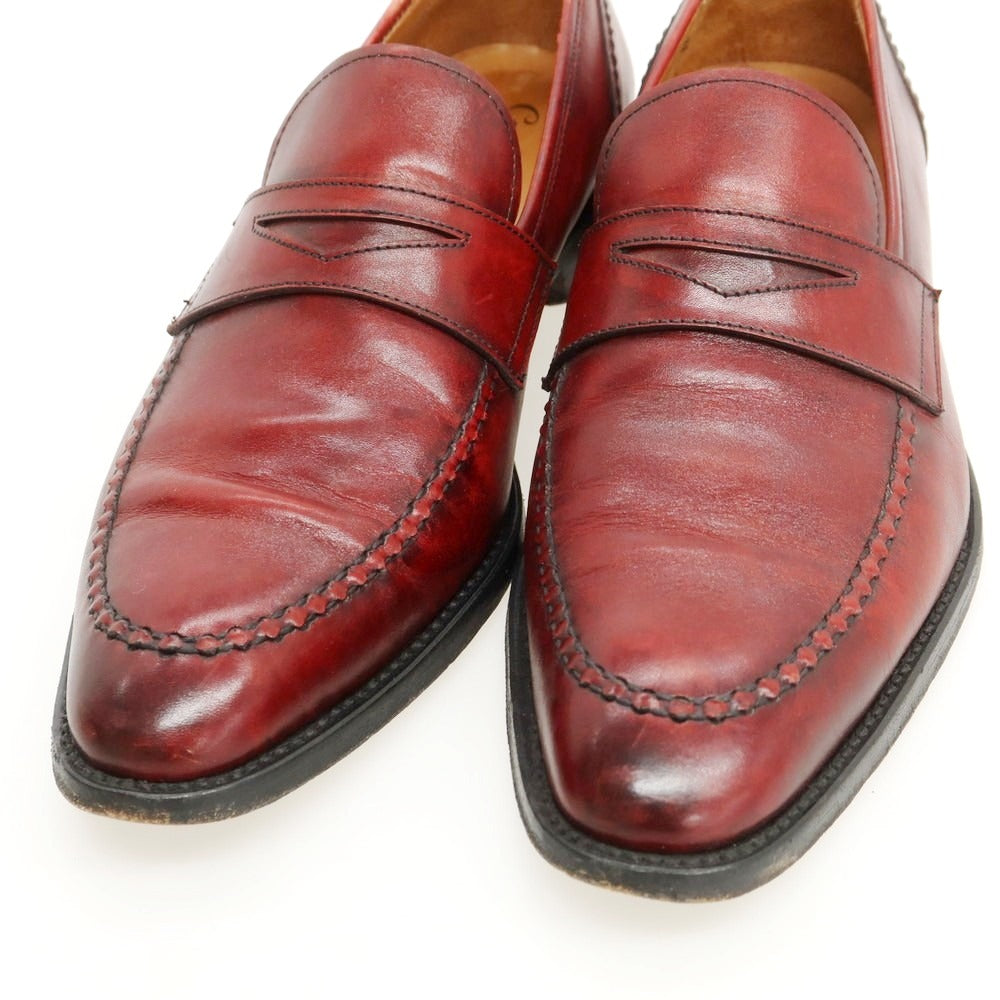 【中古】コードウェイナー Cordwainer Uチップ コインローファー ダークレッド【 40 1/2 】【 状態ランクC 】【 メンズ 】