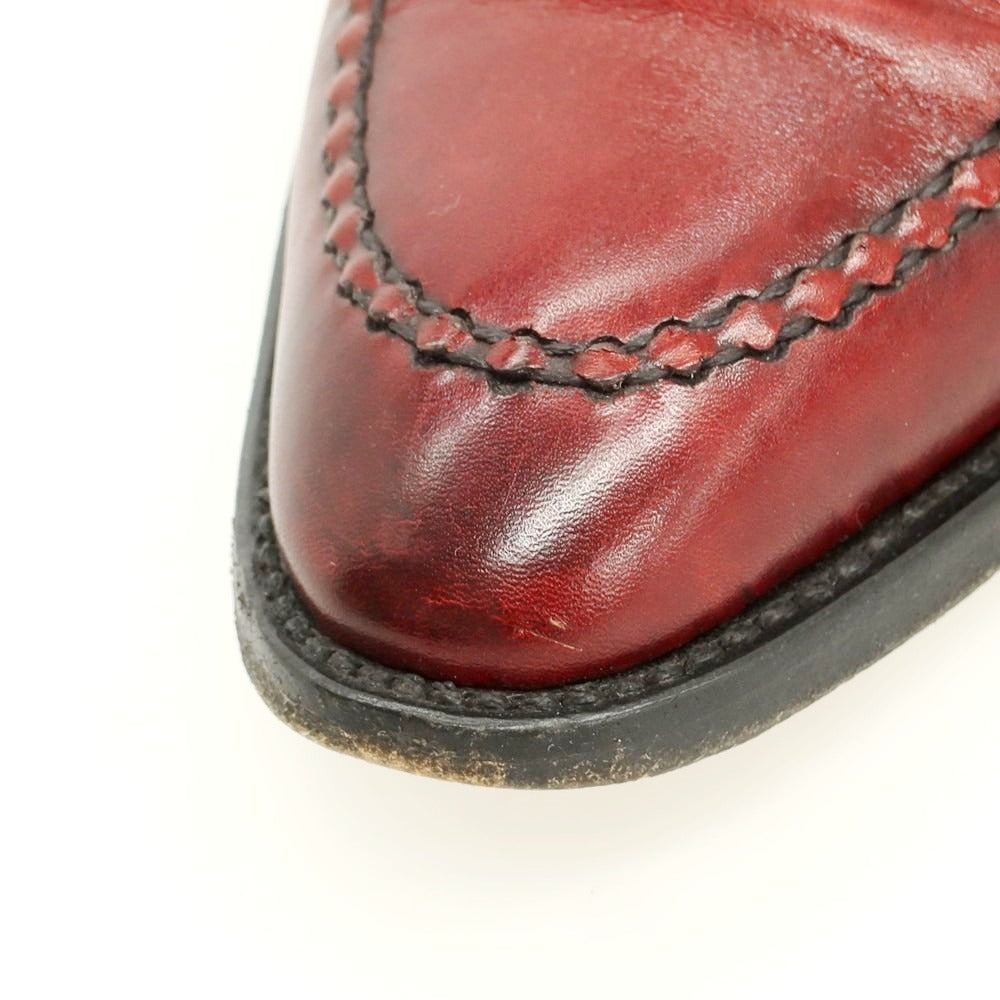 【中古】コードウェイナー Cordwainer Uチップ コインローファー ダークレッド【 40 1/2 】【 状態ランクC 】【 メンズ 】[DPD]