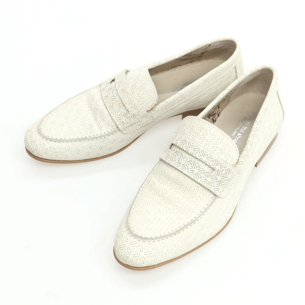 【中古】アラウンド ザ シューズ around the shoes 型押しレザー コインローファー オフホワイト系【 42 】【 状態ランクC 】【 メンズ 】
