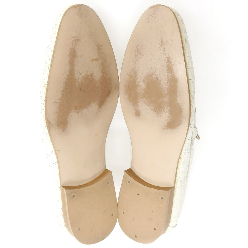 【中古】アラウンド ザ シューズ around the shoes 型押しレザー コインローファー オフホワイト系【 42 】【 状態ランクC 】【 メンズ 】