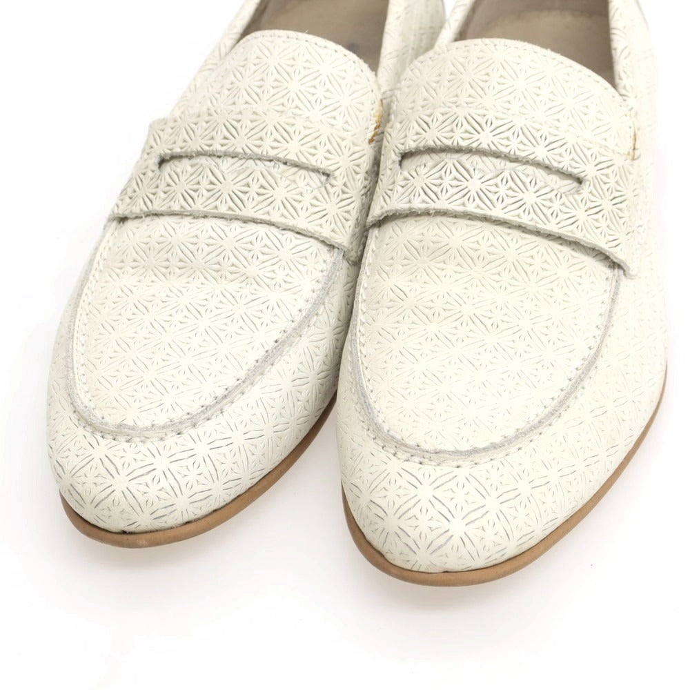 【中古】アラウンド ザ シューズ around the shoes 型押しレザー コインローファー オフホワイト系【 42 】【 状態ランクC 】【 メンズ 】