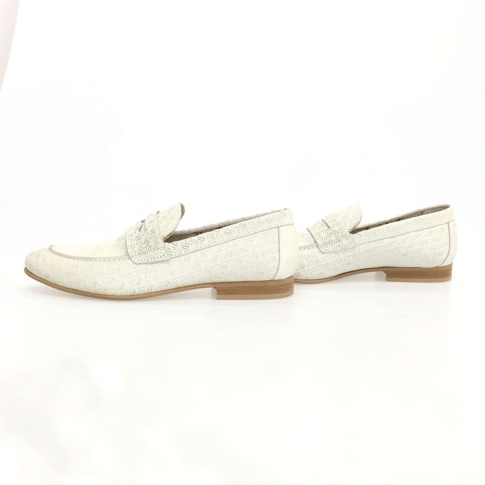 【中古】アラウンド ザ シューズ around the shoes 型押しレザー コインローファー オフホワイト系【 42 】【 状態ランクC 】【 メンズ 】 [CPD]