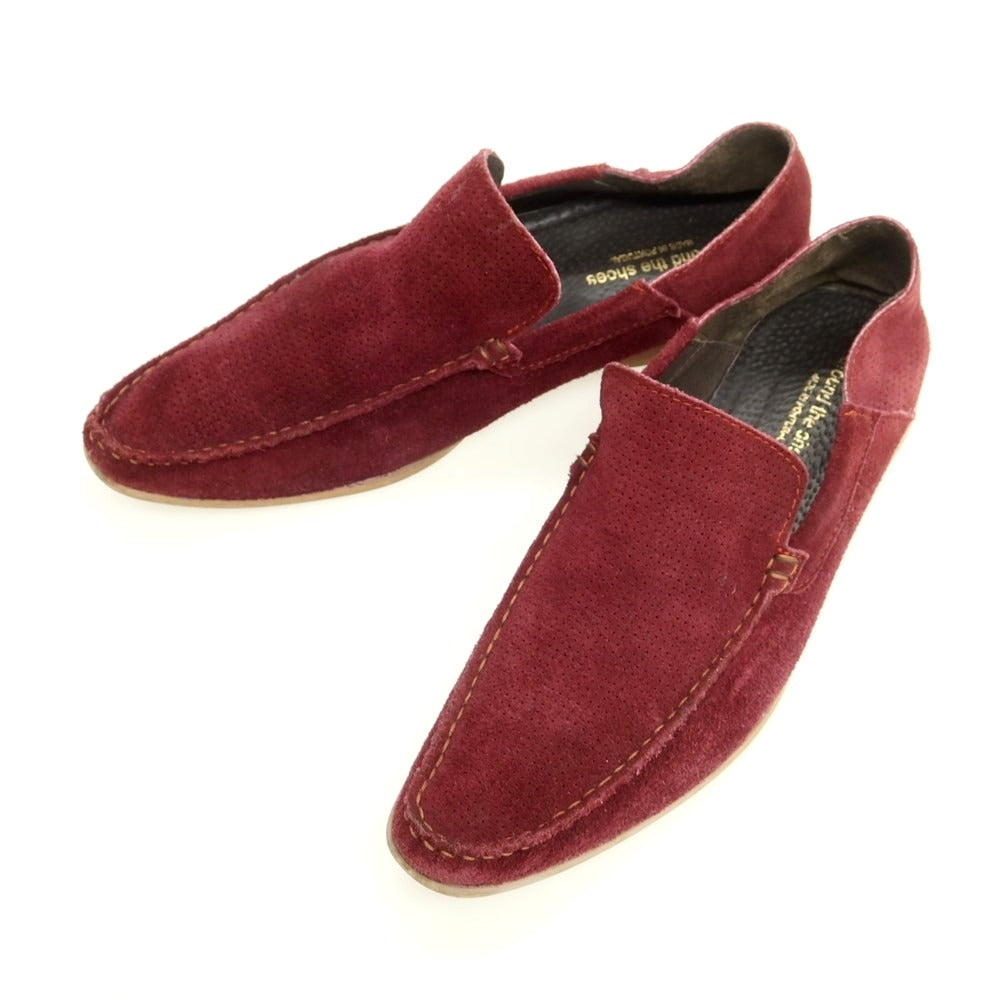 【中古】アラウンド ザ シューズ around the shoes パンチングスエード ローファー ワインレッド【 41 】【 状態ランクC 】【 メンズ 】