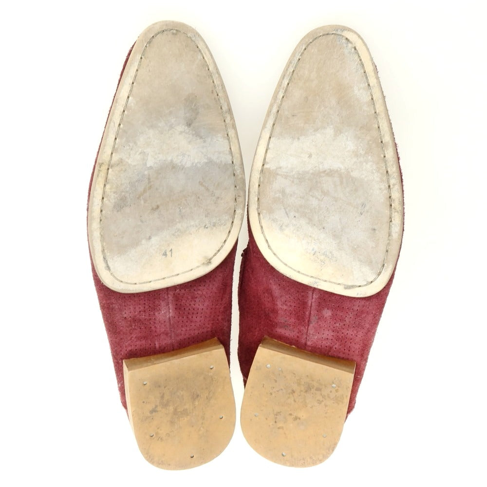 【中古】アラウンド ザ シューズ around the shoes パンチングスエード ローファー ワインレッド【 41 】【 状態ランクC 】【 メンズ 】