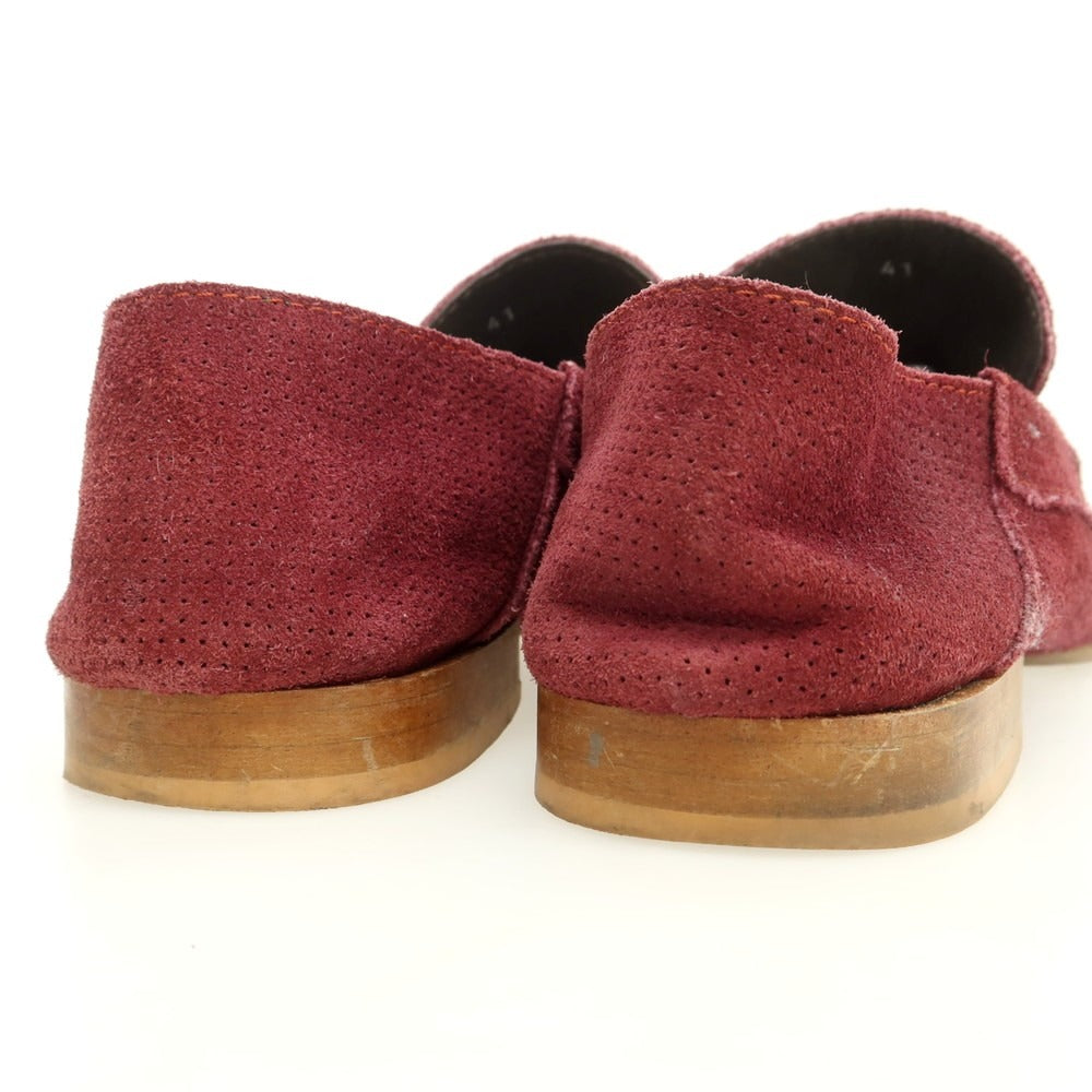 【中古】アラウンド ザ シューズ around the shoes パンチングスエード ローファー ワインレッド【 41 】【 状態ランクC 】【 メンズ 】