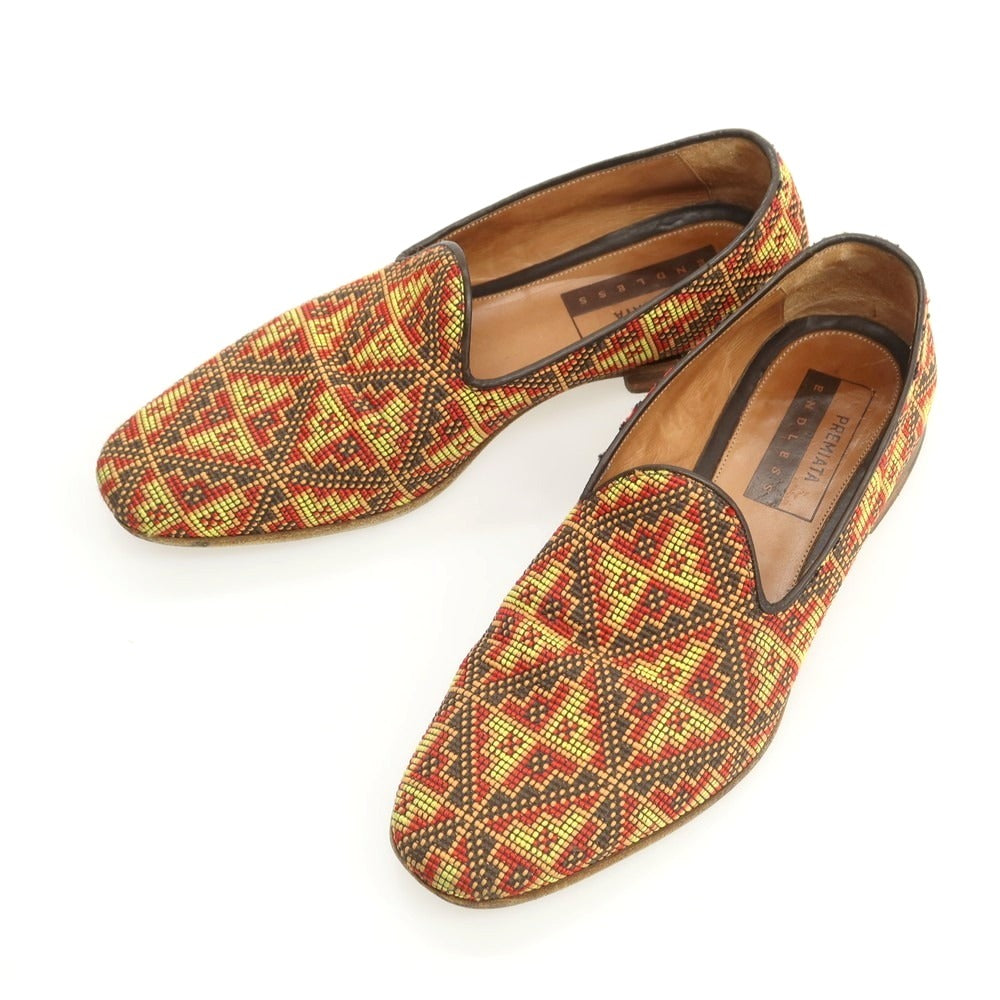 【中古】プレミアータ PREMIATA 化学繊維 ローファー ブラウンxレッド系【サイズ7】【 状態ランクC 】【 メンズ 】[EPD]