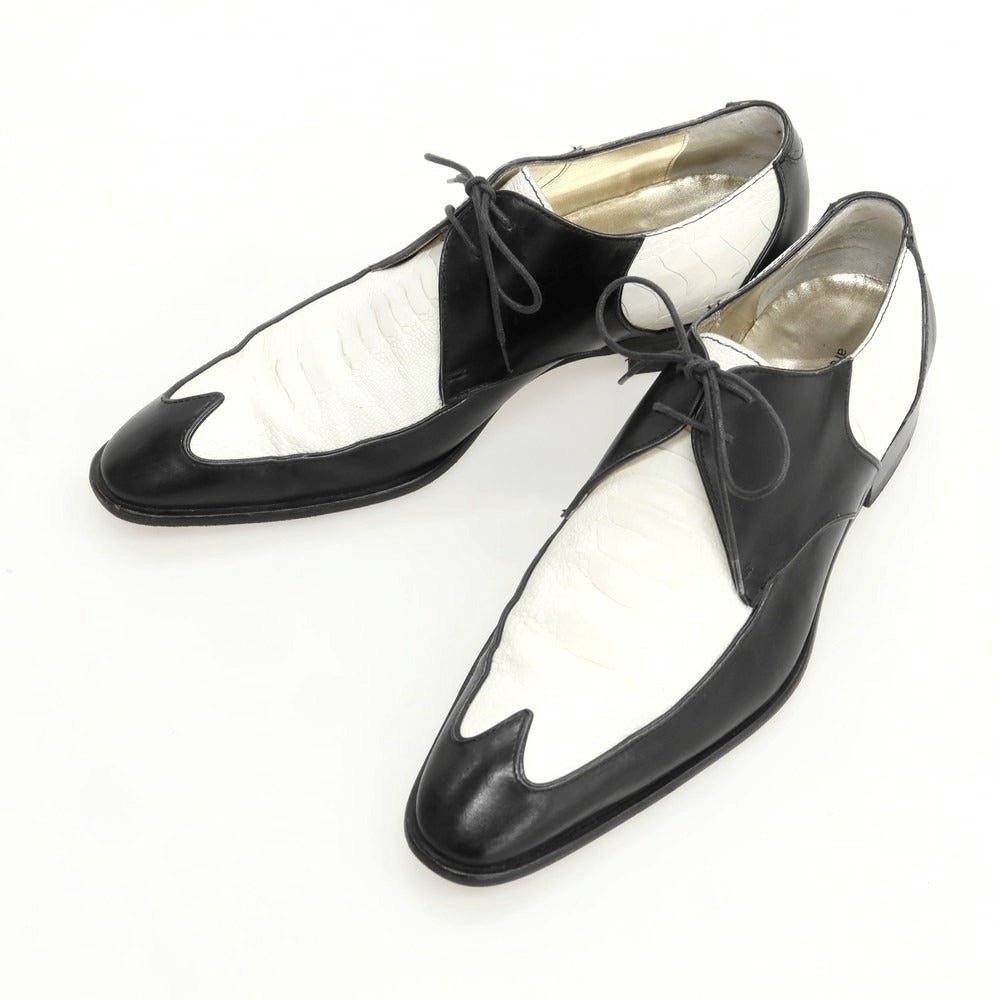 【中古】アラウンド ザ シューズ around the shoes ウイングチップ ドレスシューズ ブラックxホワイト【 41 】【 状態ランクC 】【 メンズ 】