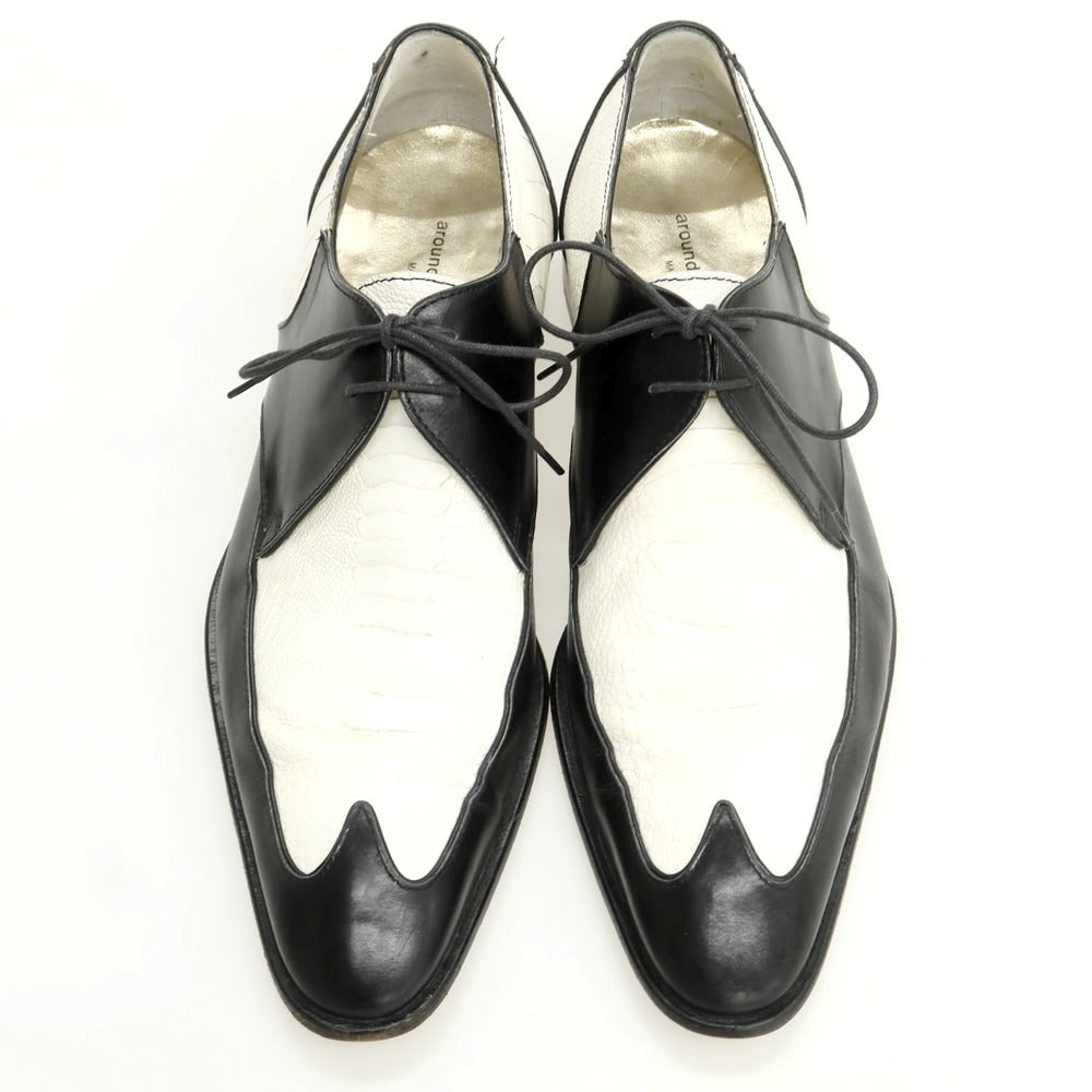 【中古】アラウンド ザ シューズ around the shoes ウイングチップ ドレスシューズ ブラックxホワイト【 41 】【 状態ランクC 】【 メンズ 】