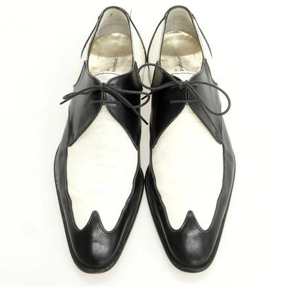 【中古】アラウンド ザ シューズ around the shoes ウイングチップ ドレスシューズ ブラックxホワイト【 41 】【 状態ランクC 】【 メンズ 】