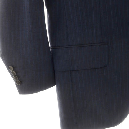 【中古】サルトリア アットリーニ Sartoria Attolini ウールカシミヤ ストライプ 3つボタンスーツ ネイビーxブルー【 44 】【 状態ランクC 】【 メンズ 】