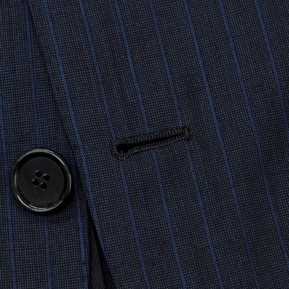 【中古】サルトリア アットリーニ Sartoria Attolini ウールカシミヤ ストライプ 3つボタンスーツ ネイビーxブルー【 44 】【 状態ランクC 】【 メンズ 】
