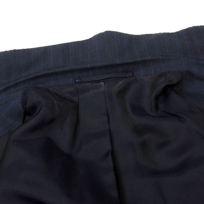 【中古】サルトリア アットリーニ Sartoria Attolini ウールカシミヤ ストライプ 3つボタンスーツ ネイビーxブルー【 44 】【 状態ランクC 】【 メンズ 】