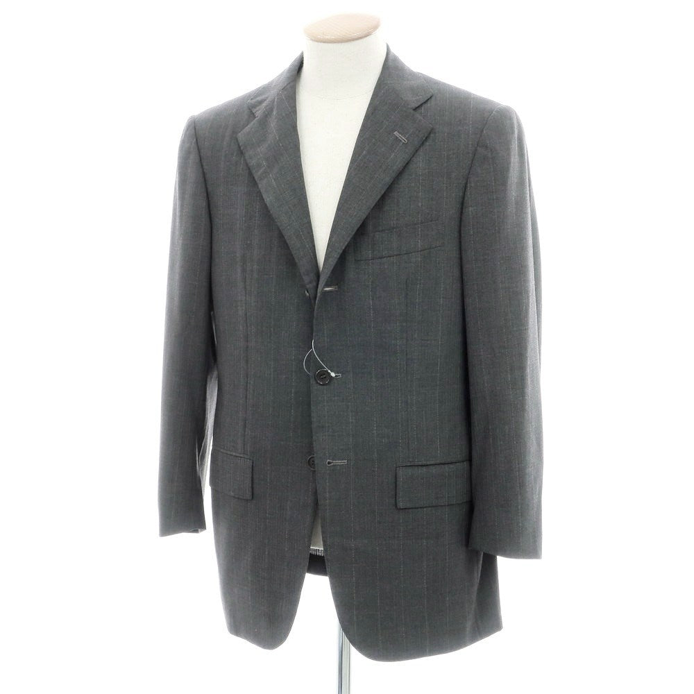 【中古】キートン Kiton ウール ストライプ テーラードジャケット グレー【 44 】【 状態ランクC 】【 メンズ 】