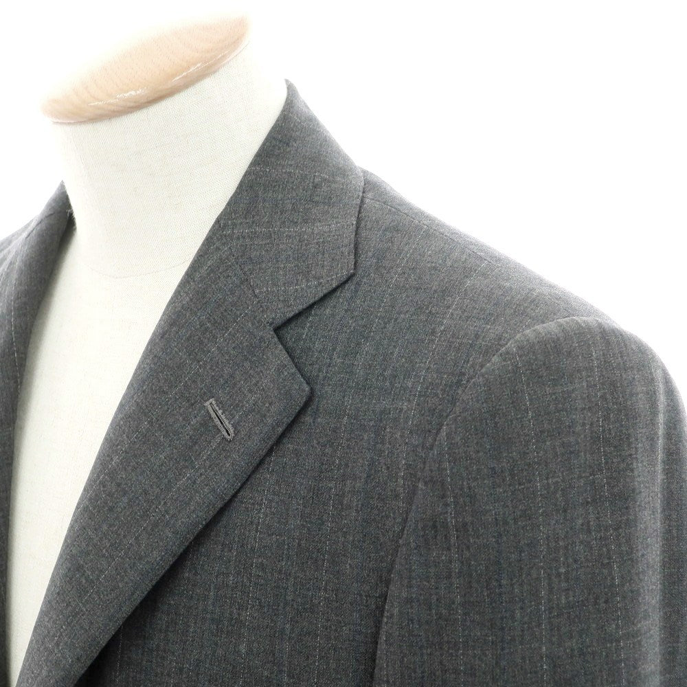 【中古】キートン Kiton ウール ストライプ テーラードジャケット グレー【 44 】【 状態ランクC 】【 メンズ 】