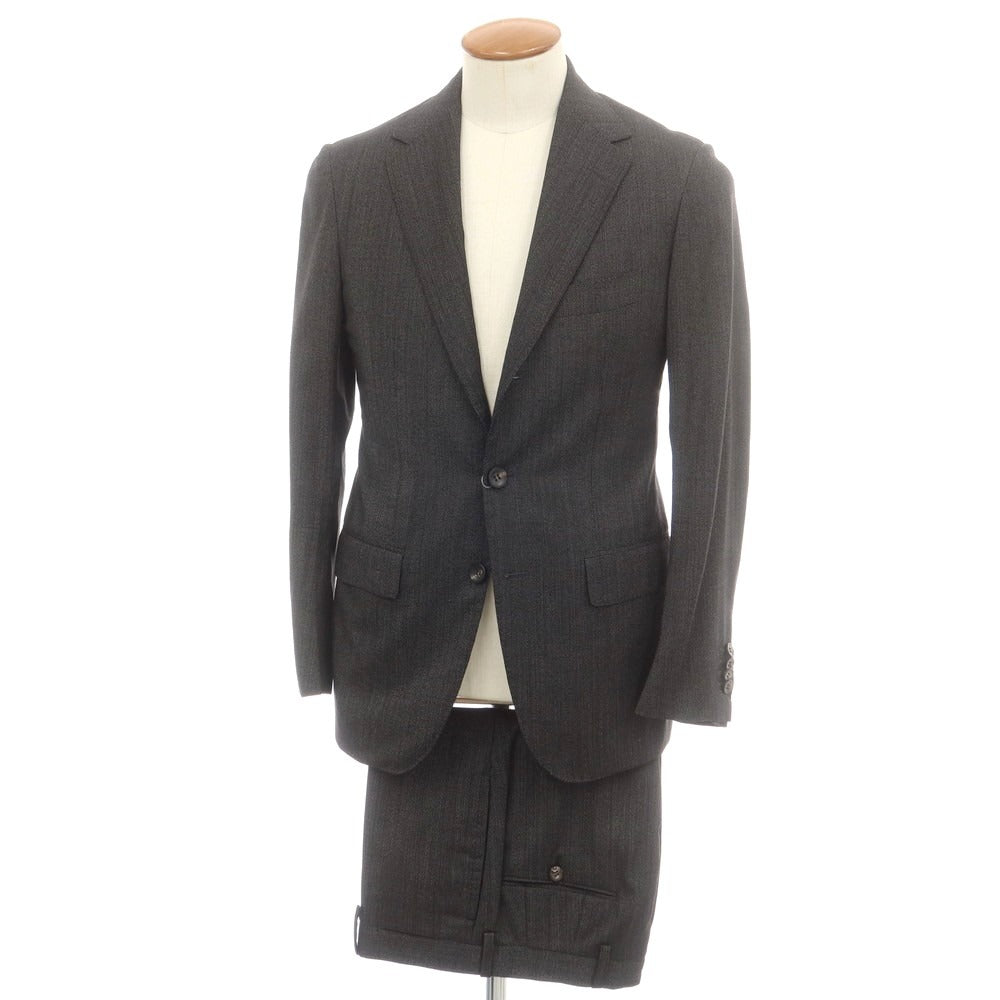 【中古】サルトリオ Sartorio ウール 3つボタンスーツ ダークウォームグレー【 46 】【 状態ランクB 】【 メンズ 】 [BPD]