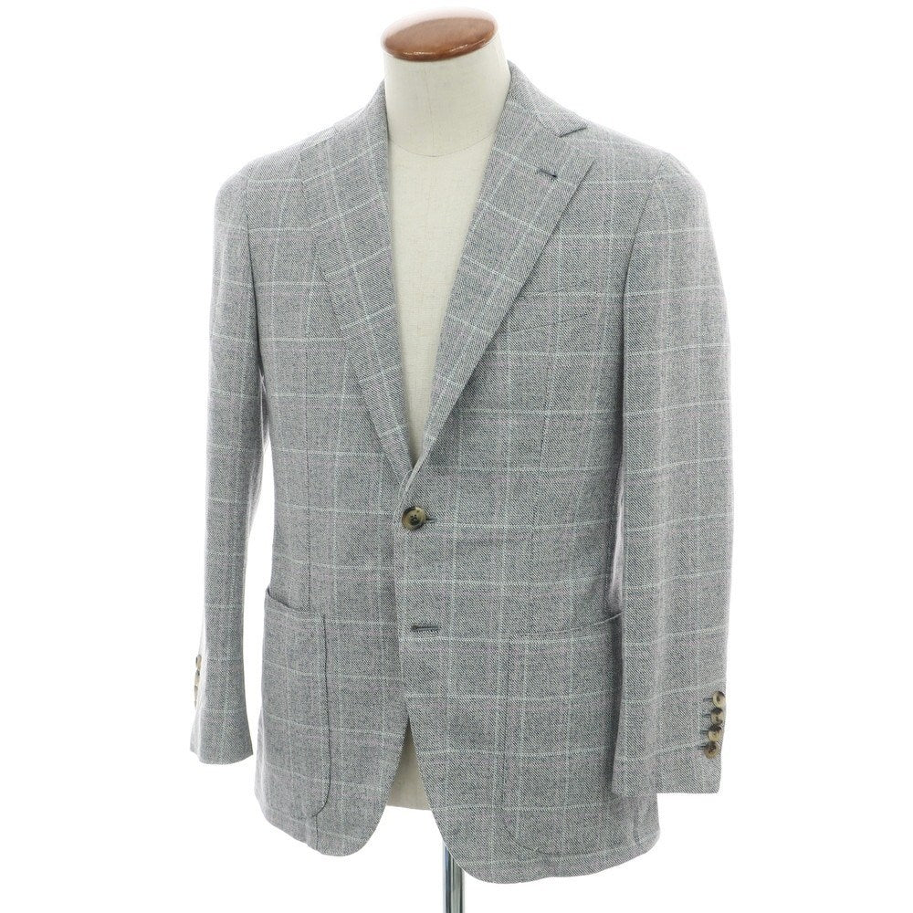 【中古】ルカ ベルディッキオ LUCA VERDICCHIO コットン チェック テーラードジャケット ネイビー系【 46 】【 状態ランクB 】【 メンズ 】