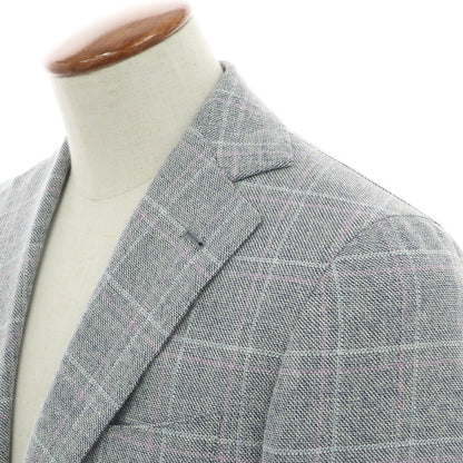 【中古】ルカ ベルディッキオ LUCA VERDICCHIO コットン チェック テーラードジャケット ネイビー系【 46 】【 状態ランクB 】【 メンズ 】