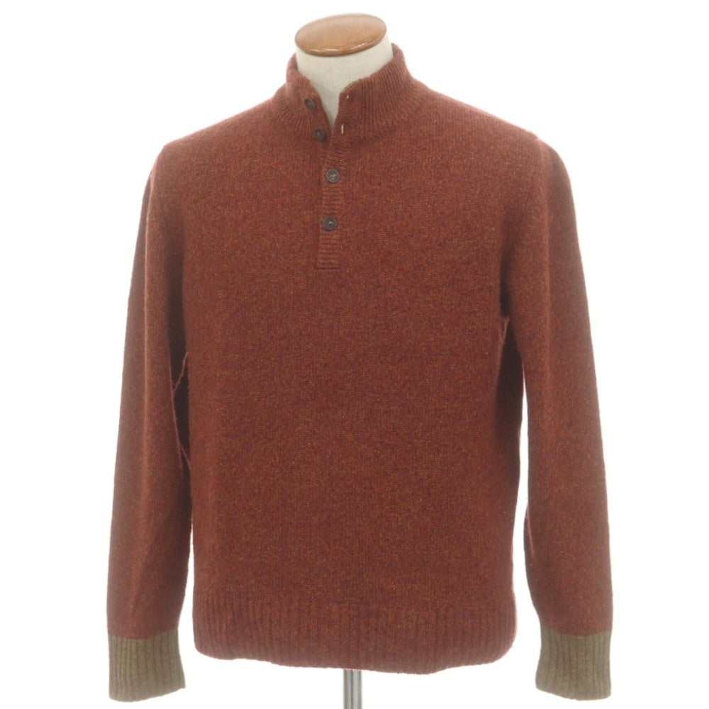 【中古】ロロピアーナ Loro Piana カシミヤ スランドカラー プルオーバーニット ワインレッドxオレンジ【 48 】【 状態ランクB 】【 メンズ 】